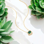 Load image into Gallery viewer, Green Oval Pendant Necklace
